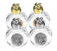 MAGICLULU Set Di 4 Bottigliette Per Acqua Santa in Metallo Goffrato E Rosa Per Uso in Chiesa 9 Oro E 8 Argento