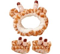 MAGICLULU Set Fascia per Chioma Giraffa e Braccialetti per Lavare Viso da Donna, Peluche Morbido e Flessibile, Accessori per Spa e Trucco, Design Creativo e Resistente per Uso Quotidiano
