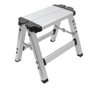 MAGICLULU Sgabello Pieghevole in Lega di Alluminio, Scala Multiuso Argento | Design Compatto e Stabile, Resistente All'usura, per Ufficio e Bagno, Pratico per Casa