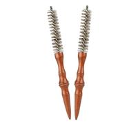 MAGICLULU Spazzola Rotonda Mini per Boccoli Manico in Legno e Setole Naturali 2 Pezzi Pettine per Chioma Mossi Uomo Donna e Cura della Barba