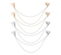 MAGICLULU Spilla da Bavero a Doppia Catena con Nappe in Metallo, Set da 4 Pezzi (oro e Argento), Spilla da Colletto Triangolare per Abiti Formali e Casual, Accessorio Elegante per Donne