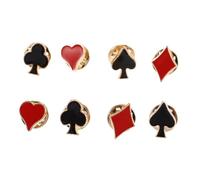 MAGICLULU Spilla da Colletto in Lega 8 Pezzi Design Carte da Gioco Rosse a Forma di Cuore, Prugno e Quadri, Divertente e Personalità per San Stili multipli
