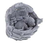 MAGICLULU Statua da Giardino Resistente alle Intemperie in Resina per Cane con Decorazione Alata, Monumento Funebre Facile Installazione per Animali Domestici per Giardini e Luoghi