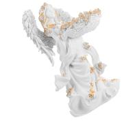 MAGICLULU Statua dell'angelo Statua Angelo Statuetta Angelo Illuminato casa Suo Nuziale in Piedi Piatto di Candele Titolare della Bastoncini di portacandele Resina Bianca