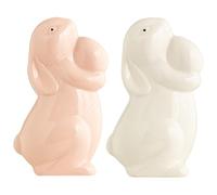 MAGICLULU Statuetta di coniglio in ceramica da 2 pezzi - Piccola statuetta di coniglio in porcellana che tiene in mano un, decorazione per feste di Pasqua e Capodanno