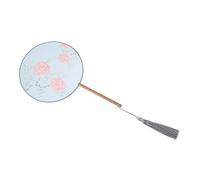 MAGICLULU ventaglio Rotondo Traslucido Tessuto ventaglio Rotondo di Seta ventagli alla rinfusa Ricamato Nappe palmare ventaglio Rotondo da Ricamo Squisito ventaglio Circolare Faggio Sky-Blue