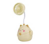MAGICLULU Ventilatore Portatile USB Giallo Porta Penne e Ricarica Usb, Ventilatore Piccolo in Plastico a Forma di Luck Cat per Ufficio e Viaggi