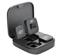 MagicMic Set di microfoni radio 3 Pro, display LCD, cancellazione del rumore, batteria stereo/mono da 20 ore, controllo del volume, microfono wireless per iPhone, Android, PC, YouTube, Vlogs (2 TX + 1