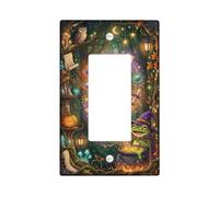 Magico Anfibio Mago Foresta Halloween Singolo Rocker Interruttore Della | Magico tema foresta, bottiglie di pozioni, calderone gorgogliante, pergamene mistiche, stelle e lanterne incandescenti