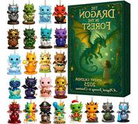 Magico calendario dell'Avvento natalizio con 24 esclusivi ciondoli a forma di cucciolo di drago, tema avventura nella foresta fantastica. Ideale per le attività festive in famiglia e come regalo