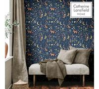 Magico Crepuscolo Animale Parati Catherine Lansfield Multi Blu Muriva 206532