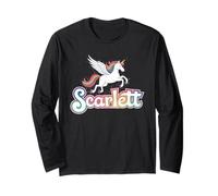 Magico Design con Unicorno Scarlett per Il Nome della Ragazza Maglia a Manica