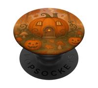 Magico design zucca cottage con lanterne e foglie PopSockets PopGrip Adesivo
