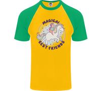 Magico Friends Un Ragazza Riding A Unicorn DA UOMO S/S Baseball T-Shirt