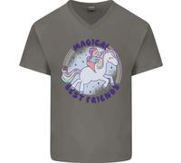 Magico Friends Un Ragazza Riding A Unicorn Uomo Scollo A V Cotone T-Shirt
