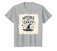 Magico incantatore Magico Streghe Essere pazze Regalo Divertente di Halloween Maglietta, Bambini, Grigio Melange, 10 Anni
