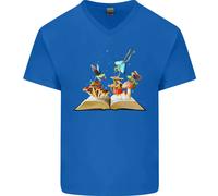 Magico Libro Di Natura Trippy Funghi Magici LSD T-Shirt In Cotone A V Per Uomo