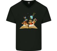 Magico Libro Di Natura Trippy Funghi Magici LSD T-Shirt In Cotone A V Per Uomo