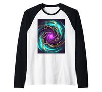 Magico Swirl Astratto Energia Lavoro Viola Fantasy Art Portale Maglia con Maniche Raglan