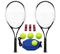 Magicorange Set di racchette da tennis per adulti per 2 giocatori, per principianti e professionisti, con 4 palline da tennis, 3 overgrip, 1 borsa (nero)