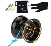 MAGICYOYO Niños profesionales sin respuesta a adultos Yoyo Senior Yo-yo jugador Magic Yoyo N11 metal Yo Yo, con bolsas yoyos, guantes, 5 cuerdas yoyo, negro y oro