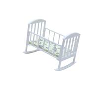 MagiDeal 1:12 Miniatura Culla con Materasso Bambole Realistiche Letto Giocattolo Accessori per Camera da Letto Mini Decorazione per Letto Regalo per Bambini Re, Bianco