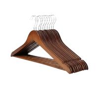 MagiDeal 10 Robuste Grucce in Legno Antiscivolo con Passanti per Le Spalle. Grucce per Giacche, Sciarpe, Asciugamani E Pantaloni, Colore Noce