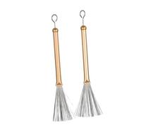 MagiDeal 2 spazzole per batteria, spazzola per batteria retrattile, facile da usare, spazzole metalliche con manico lungo 33,5 cm per jazz, batterista, rock