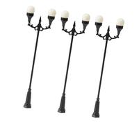 MagiDeal 3 Pezzi di Lampioni, Ho, Due Teste, Accessori Fai da Te, Illuminazione Esterna in Miniatura Realistica, Bianco Caldo