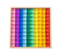 MagiDeal 30 Pezzi Blocchi da Costruzione Set Cubi Stacking Gioco Educativo Arcobaleno Gemme Cubi Acrilico Trasparente con Scatola in Legno Adatto Ba, 100 Pezzi