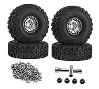 MagiDeal 4 Pezzi 1/10 RC Crawler Car Ruote e Pneumatici RC Car Parte Accessorio Robusto ad Alte Prestazioni Sostituisci per 90046 TRX4 SCX10 III, Argento