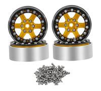 MagiDeal 4 Pezzi 1/18 1/24 RC Crawler Cerchioni in Lega di Alluminio Sostituisce Direttamente Ricambi Portatili Accessorio RC Auto Parte per SCX24, Oro