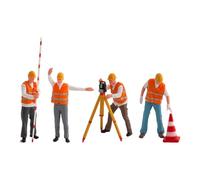 MagiDeal 4 Pezzi 1:64 Ingegneria del Traffico Rilevamento Figure Diorama Dipinto Micro Paesaggio Piccole Collezioni Modelli di Miniatura