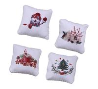 MagiDeal 4 Pezzi Mini Cuscino Natalizio per casa delle Bambole, in Miniatura, per Divano, Classico, Moderno, Decorazione per Soggiorno, Camera da Letto, Micro