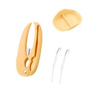 MagiDeal 4 Pezzi Schiaccianoci per Granchi Set Utensili Pinza Forchette Accessorio con Vassoio Materiale Pp Facile Da Pulire Adatto a Cucina Domestica Feste di, Giallo caldo