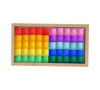 MagiDeal 50 Pezzi di cubi in Acrilico Arcobaleno, Blocchi di cubi da Costruzione per Bambini di 3, 4, 5 e 6 Anni, Regalo di Compleanno in Legno, Giocattoli di