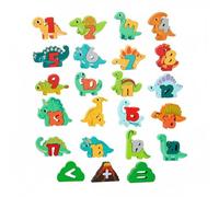 MagiDeal Blocchi Educativi Bambini Puzzle Alfabeto Legno Numeri Dinosauri Gioco Interattivo Abbinamento Figure Coordinazione Aritmetica Iniziale Materiale, Dinosauri Con Numeri