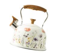 MagiDeal Bollitore con fischietto, pentolame con manico pieghevole in legno, bollitore in acciaio inossidabile per barbecue, picnic, campeggio all'aperto e