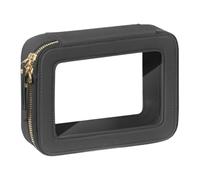 MagiDeal Borsa per il trucco trasparente, custodia per cosmetici, piccola, con finestra trasparente, impermeabile, per donne, borsa da toilette, moglie e madre, Nero