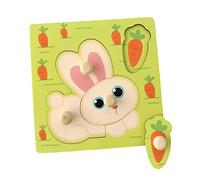 MagiDeal Cartoon Puzzles Abilità motorie Fini Forma Gioco di Corrispondenza Manopola Puzzle Peg Puzzle Board per i più Piccoli 3 4 Anni, Coniglio