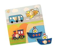 MagiDeal Cartoon Puzzles Abilità motorie Fini Forma Gioco di Corrispondenza Manopola Puzzle Peg Puzzle Board per i più Piccoli 3 4 Anni, Traffico