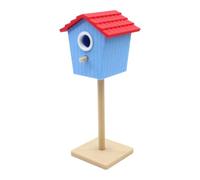 MagiDeal Casetta per Uccelli Miniatura Casa delle Bambole Accessorio Fata Ornamentale Nido Realistico in PLA Adatto a Bambini Decorazione Micro Paesaggi Regali, Blu Rosso