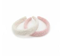 MagiDeal Cerchietto in Pile Fascia per Capelli Donna Accessorio per Capelli Morbidezza Resistente Stile Raffinato Design Versatile Adatto a Viaggi Passeggiate, Ros Bianco Sporco-A, Altro-A