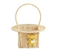 MagiDeal Cesto di Fiori Intrecciato a Mano con Manico, Decorazione da Matrimonio Portatile, Artigianato in Rattan Artificiale, Contenitore per la conservazione