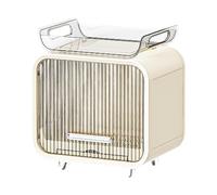 MagiDeal Contenitore per asciugatura con scolapiatti, contenitore portatile per posate per l'allattamento, mobiletto porta, facile da pulire, Corto Beige