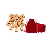 MagiDeal Crocifisso tascabile da tenere in mano, croce in legno d'ulivo con sacchetti, mini crocifisso da tenere in mano per pregare e la comunione