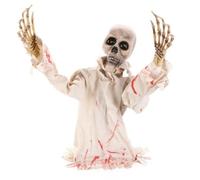 MagiDeal Decorazione Halloween Animata Zombie Mezzo Corpo Scheletro Manichino Horror Modello Tremante con Occhi Rossi Luminosi Reazione Ai Rumori Costruzione, 60X30X20, Style to 1
