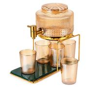 MagiDeal Dispenser Bevande Caraffa Contenitore Brocca Erogatore in Vetro Trasparente Elegante con Rubinetto in Acciaio per, Trasparente con rubinetto in acciaio inossidabile, 2500ml