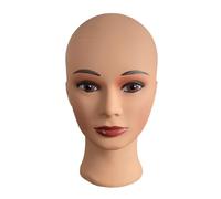 MagiDeal Espositore per parrucca con testa di manichino femminile, modello in PVC calvo, per cuffie, acconciature, parrucche, produzione di occhiali, Pelle Chiara