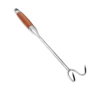 MagiDeal Gancio per Carne in Acciaio Inossidabile 304, Gancio per Barbecue, girarrosto Portatile per Carne, Anatra arrosto, Bistecca, Ristorante, Manico in Legno